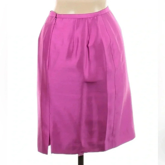 Dana Buchman | Classic Chic Pink 100% Silk Pencil A-Line Skirt Size 6 Small S - Picture 2 of 2
